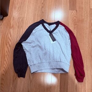 Chaser Hannah Color Block V Neck Pullover